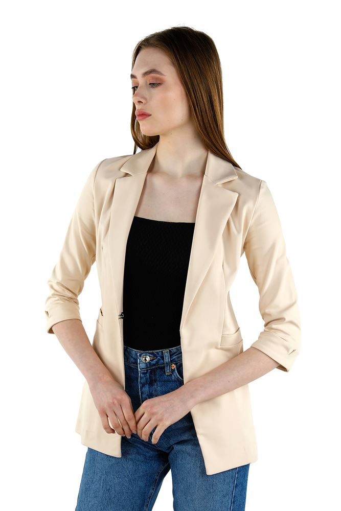 Kadın Kol Katlamalı Blazer Ceket