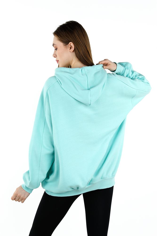 Kadın Kapüşonlu Oversize Örme Sweatshirt