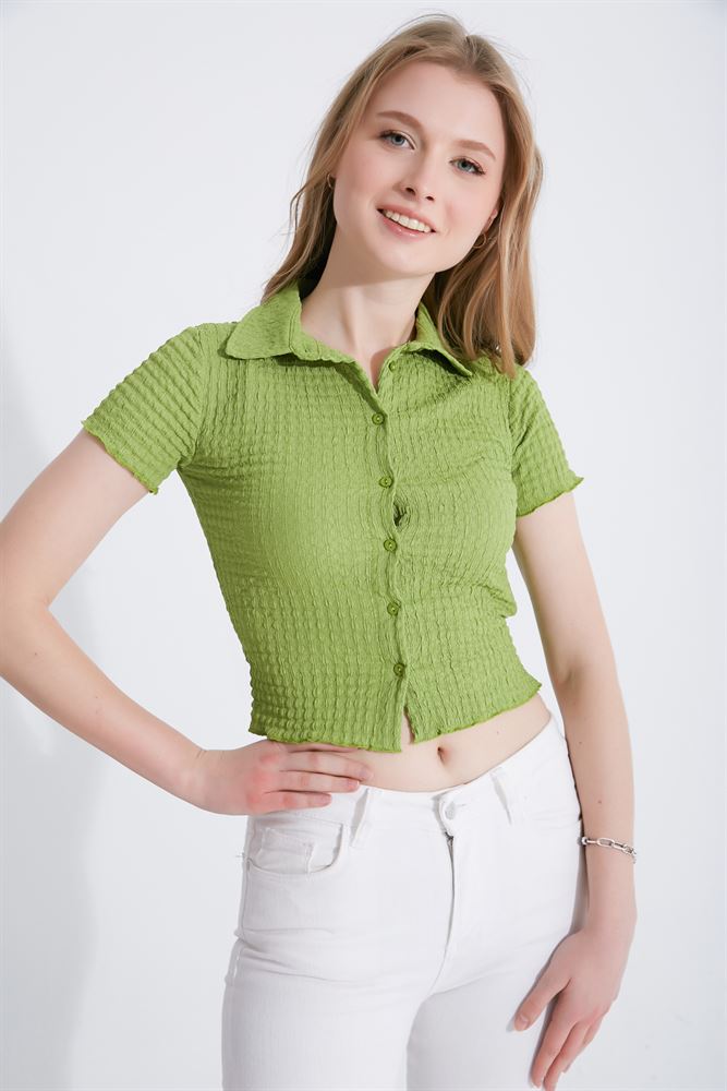 Kadın Gipeli Crop Gömlek