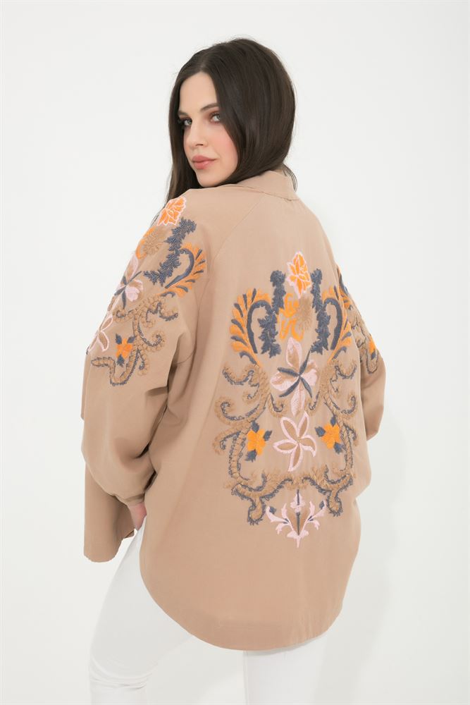 Kadın Fashion Nakış İşleme Detaylı Kimono