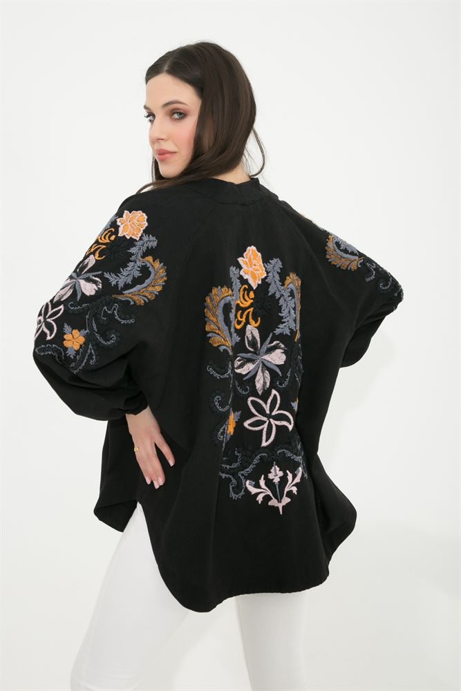 Kadın Fashion Nakış İşleme Detaylı Kimono