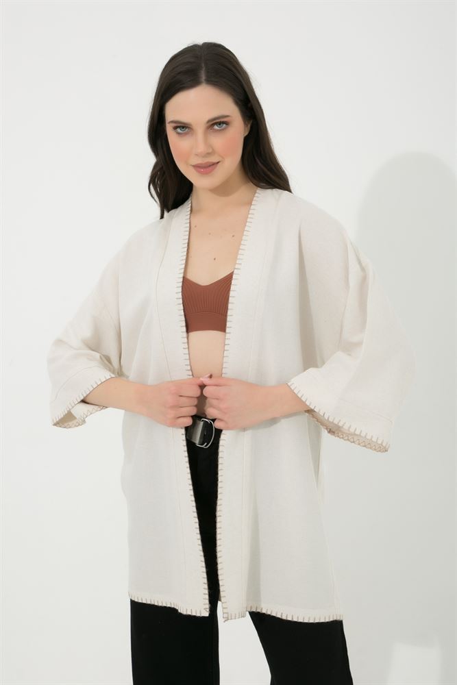 Kadın Fashion Çoban Dikiş Detaylı Kimono