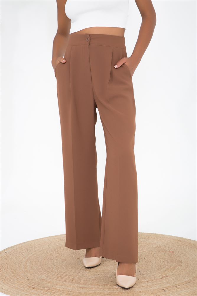 Kadın Fashion Pile Detaylı Krep Pantolon
